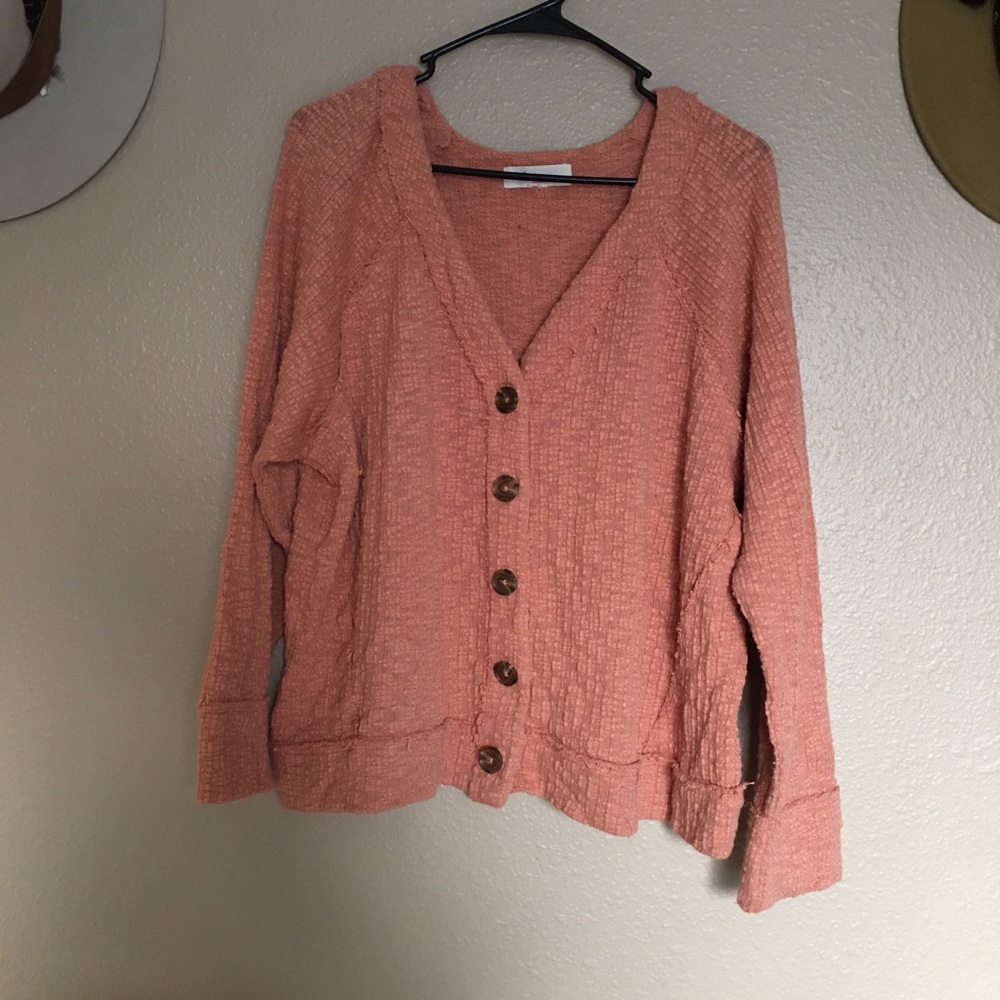 NWOT - TWO by VINCE CAMUTO - Women’s Salmon Long Sleeve Button-up Cardigan - XXL